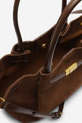 Dove Brown Suede Handheld Tote Bag