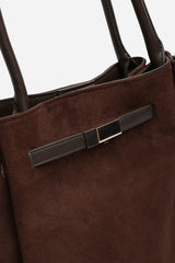Dove Leather Winged Tote Bag With Belt Lock Detail