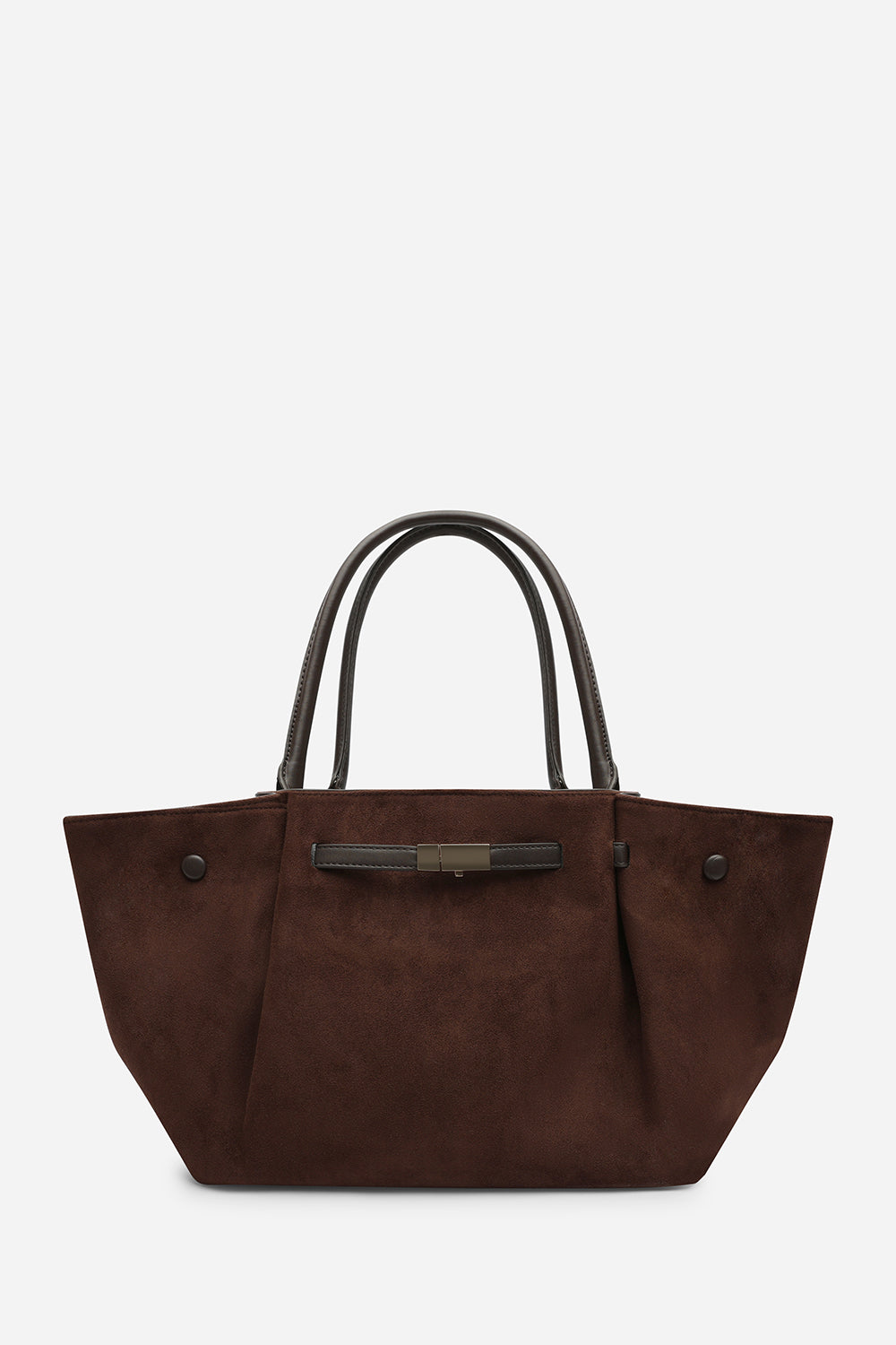 Dove Leather Winged Tote Bag With Belt Lock Detail
