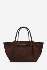 Dove Leather Winged Tote Bag With Belt Lock Detail