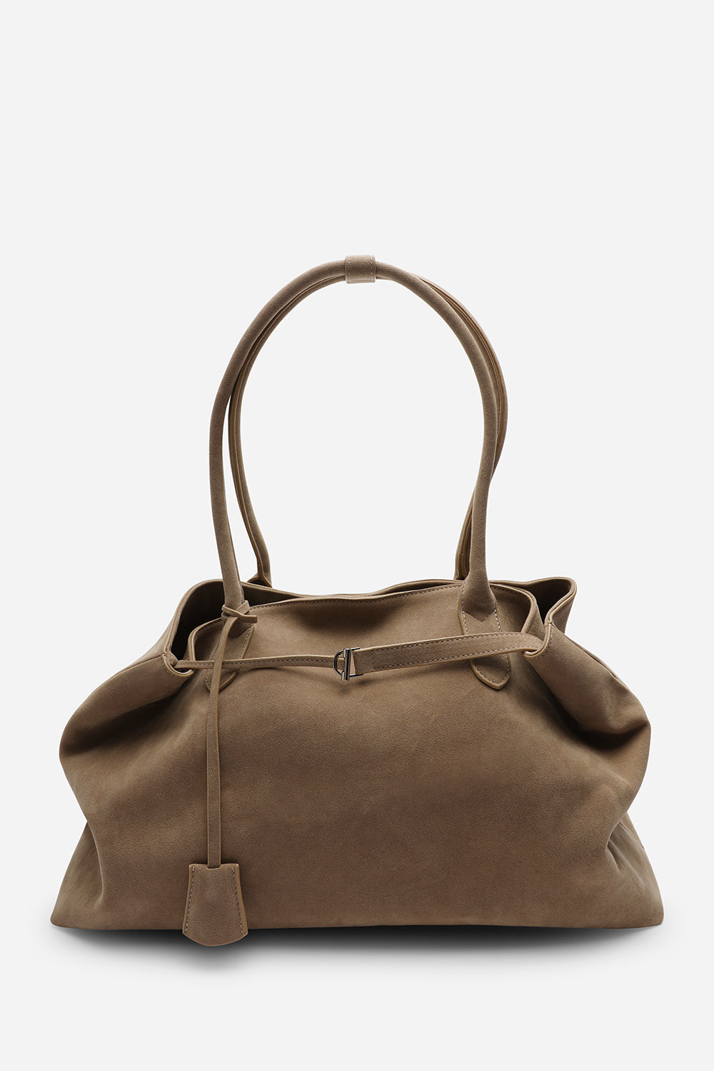 Drift Cognac Suede Slouchy Shoulder Tote Bag