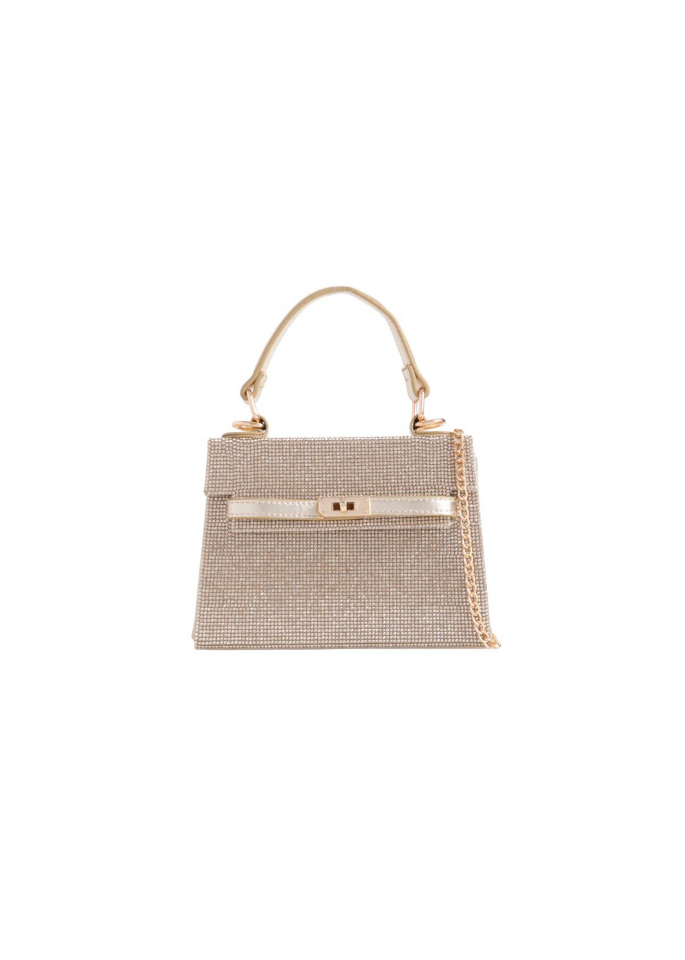 ACTION STYLISH SMALL BAG WITH BUCKLE AND CHAIN DETAIL IN GOLD