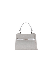 ACTION STYLISH SMALL BAG WITH BUCKLE AND CHAIN DETAIL IN SILVER