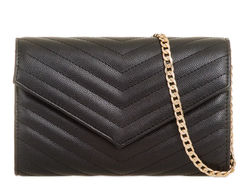 ODESSA EMBROIDERED CLUTCH WITH GLEAMING DETAIL IN BLACK