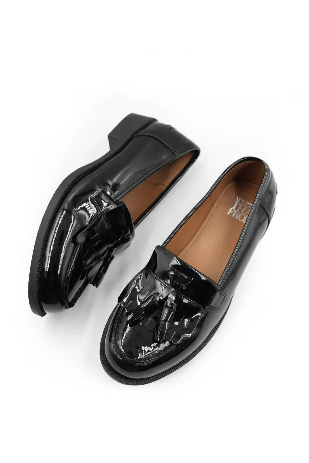 Black fashion flatform loafers