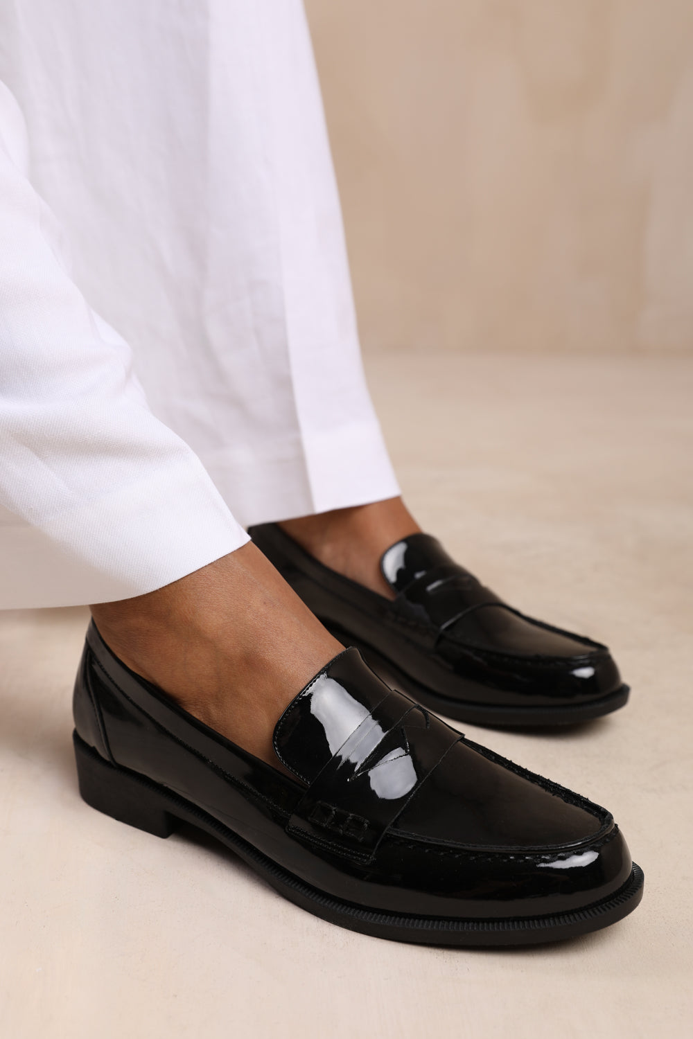 HOUSTON WIDE FIT SLIP ON LOAFER IN BLACK PATENT