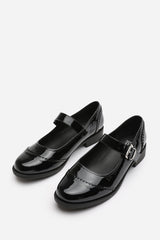 Marissa Extra Wide Fit Mary Jane Pumps in Black Patent Finish