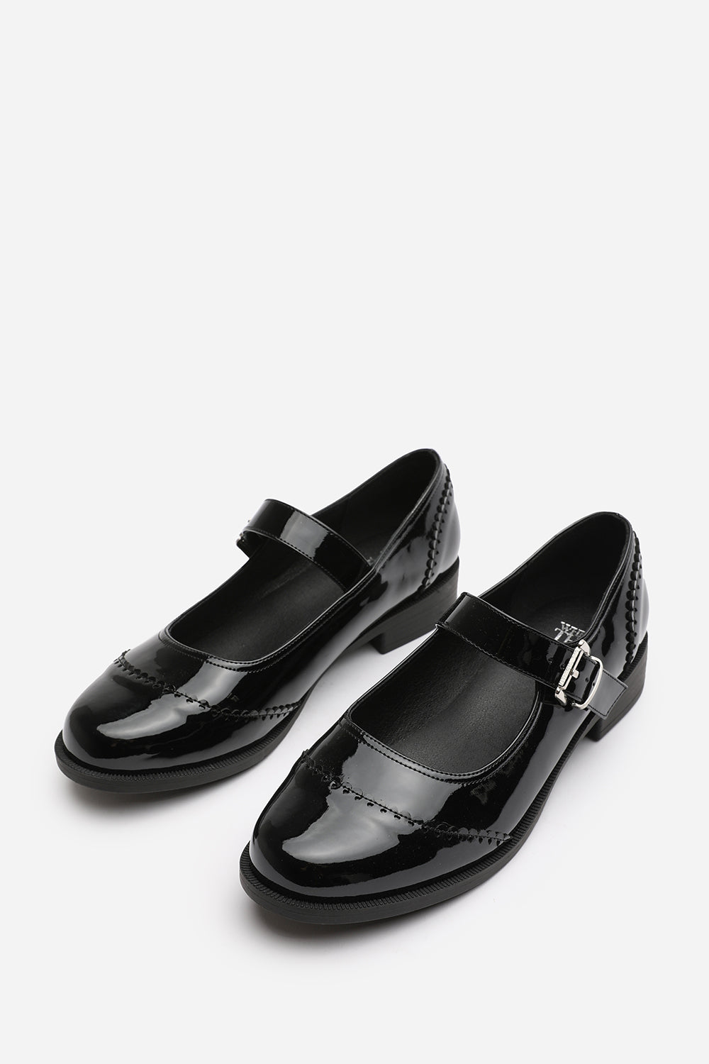 Marissa Wide Fit Mary Jane Pumps in Black Patent Finish