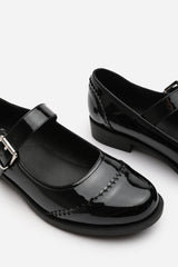 Marissa Extra Wide Fit Mary Jane Pumps in Black Patent Finish