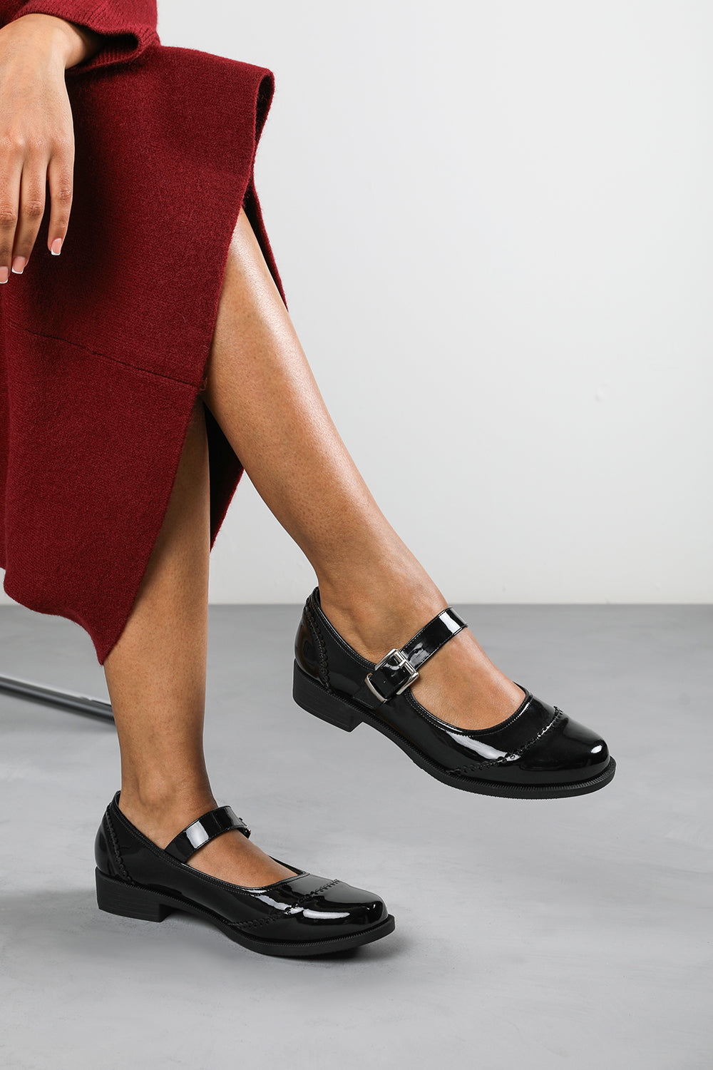 Marissa Mary Jane Pumps in Black Patent Finish