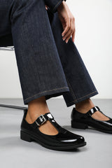 Keely Girl's School T-Bar Buckle Mary Jane Shoes In Black Patent