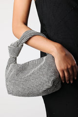 Honey Diamante Knot Handle Evening Bag In Silver