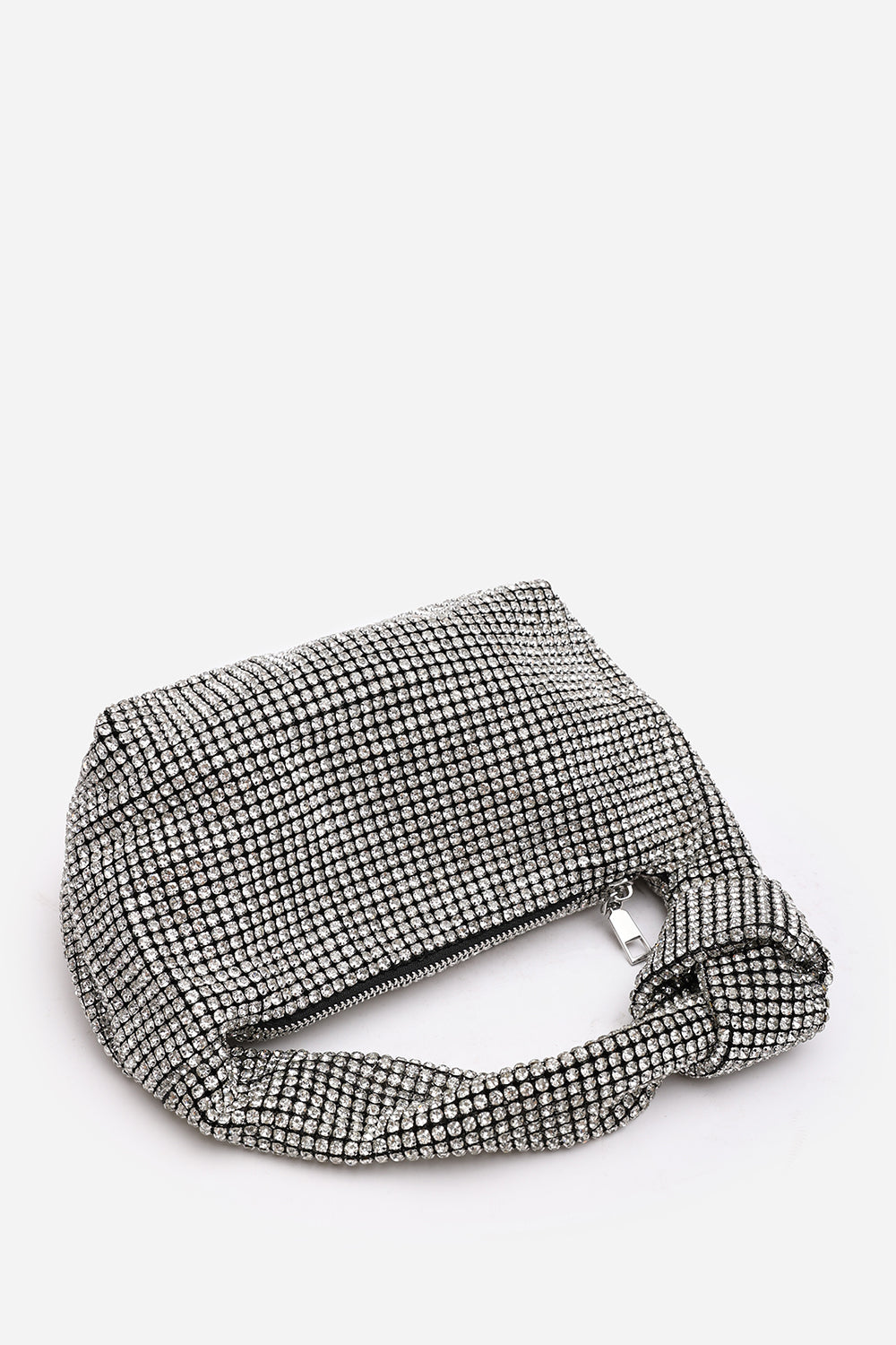 Honey Diamante Knot Handle Evening Bag In Silver