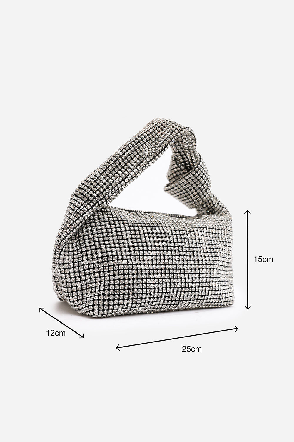 Honey Diamante Knot Handle Evening Bag In Silver