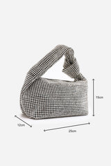 Honey Diamante Knot Handle Evening Bag In Silver