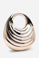 Lagoon Chrome Effect Sculpted Oval Handle Clutch In Gold