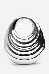 Lagoon Chrome Effect Sculpted Oval Handle Clutch In Silver