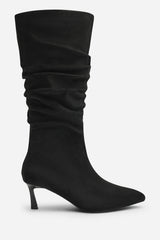 Kivora Ruched Knee High Pointed Stiletto Boot