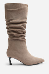 Kivora Ruched Knee High Pointed Stiletto Boot