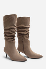 Kivora Ruched Knee High Pointed Stiletto Boot