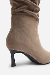 Kivora Ruched Knee High Pointed Stiletto Boot