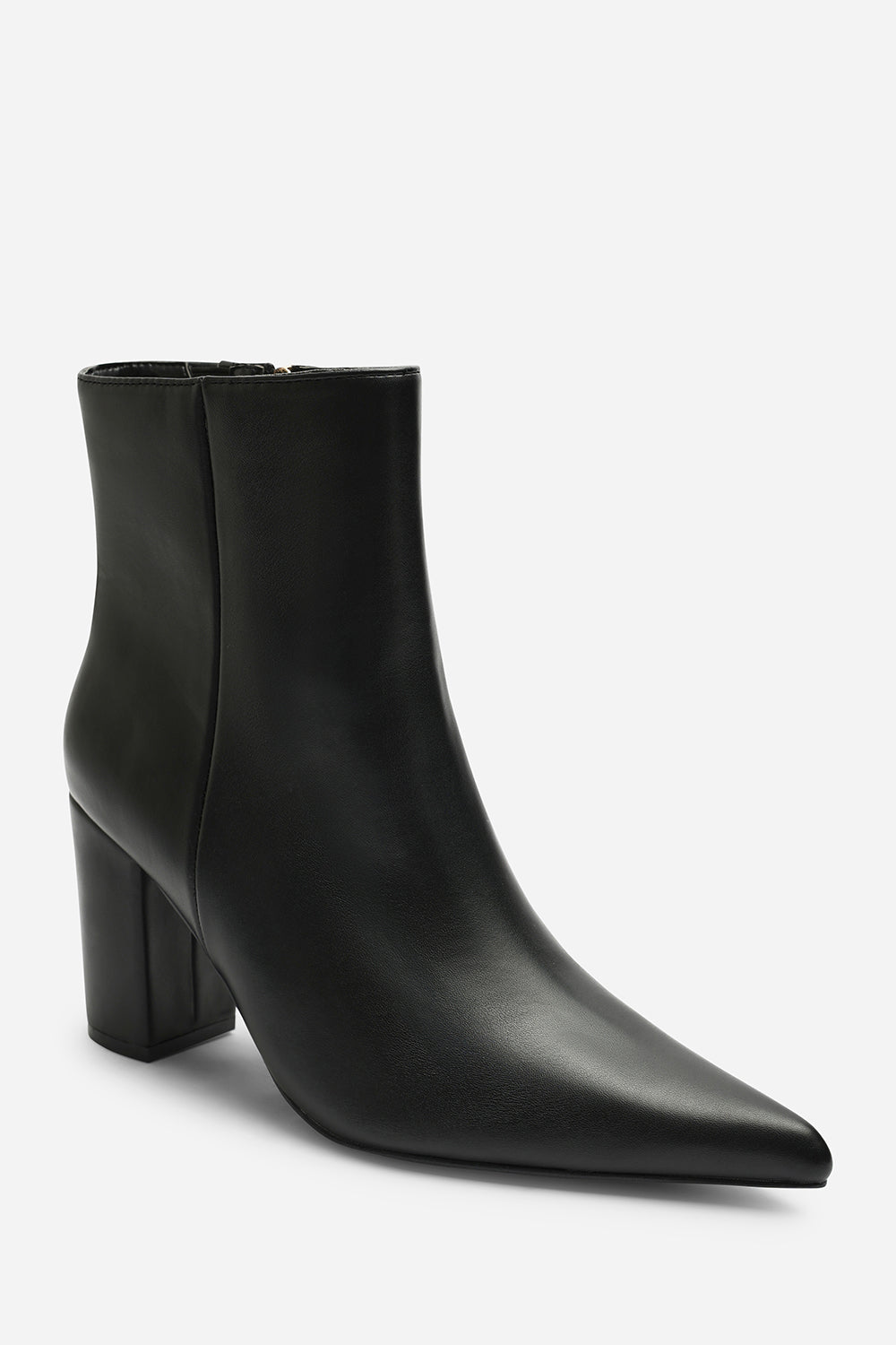 Ebrina Black Pointed Toe Block Heeled Ankle Boot