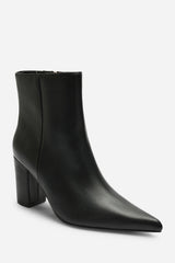 Ebrina Black Pointed Toe Block Heeled Ankle Boot