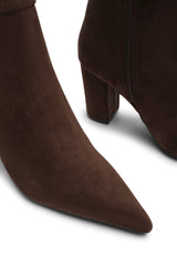 Evixa Wide Fit Knee High Pointed Toe Block Heel Boot