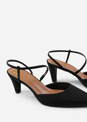 KANSAS CROSS OVER SLINGBACK STRAP HEELS IN BLACK