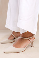 KANSAS WIDE FIT CROSS OVER SLINGBACK STRAP HEELS IN CREAM