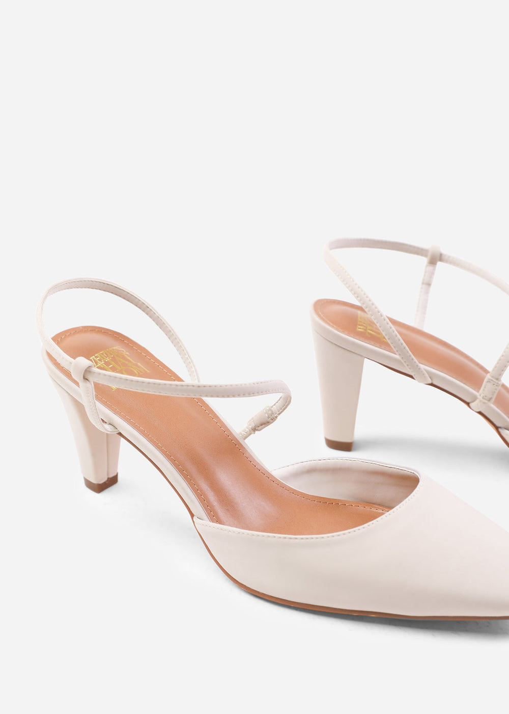 KANSAS CROSS OVER SLINGBACK STRAP HEELS IN CREAM