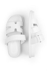 ADAGIO STRAPPY SANDALS IN WHITE FAUX LEATHER