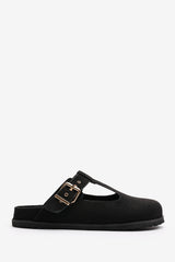 Lottie Clog Inspired Flatform Slider Sandals In Black