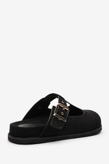 Lottie Clog Inspired Flatform Slider Sandals In Black