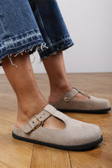 Lottie Clog Inspired Flatform Slider Sandals In Khaki