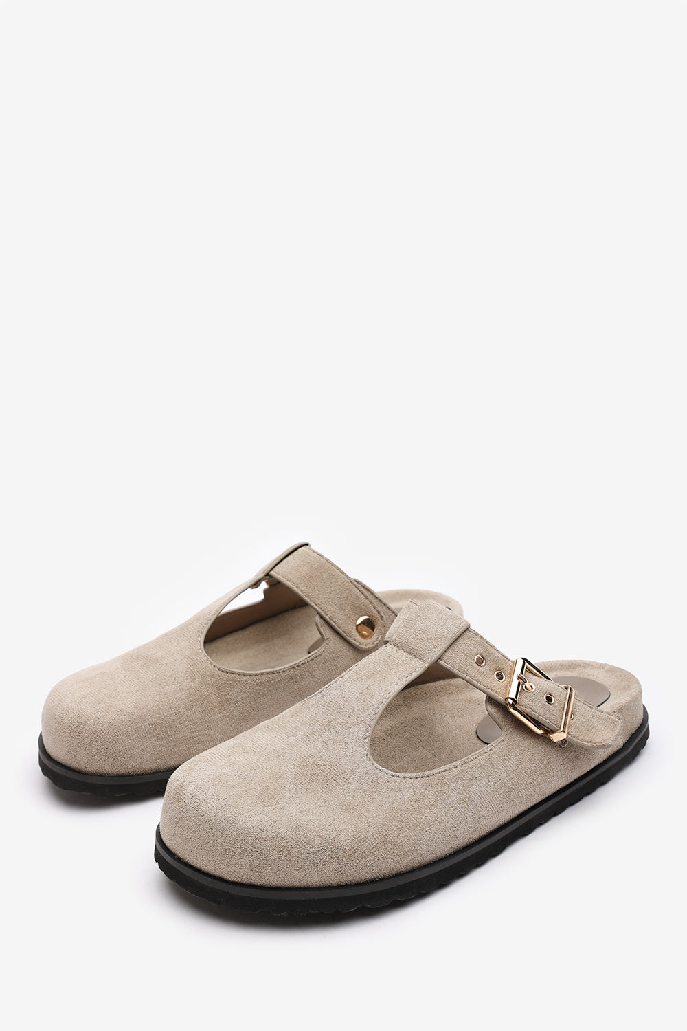 Lottie Clog Inspired Flatform Slider Sandals In Khaki
