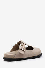 Lottie Clog Inspired Flatform Slider Sandals In Khaki