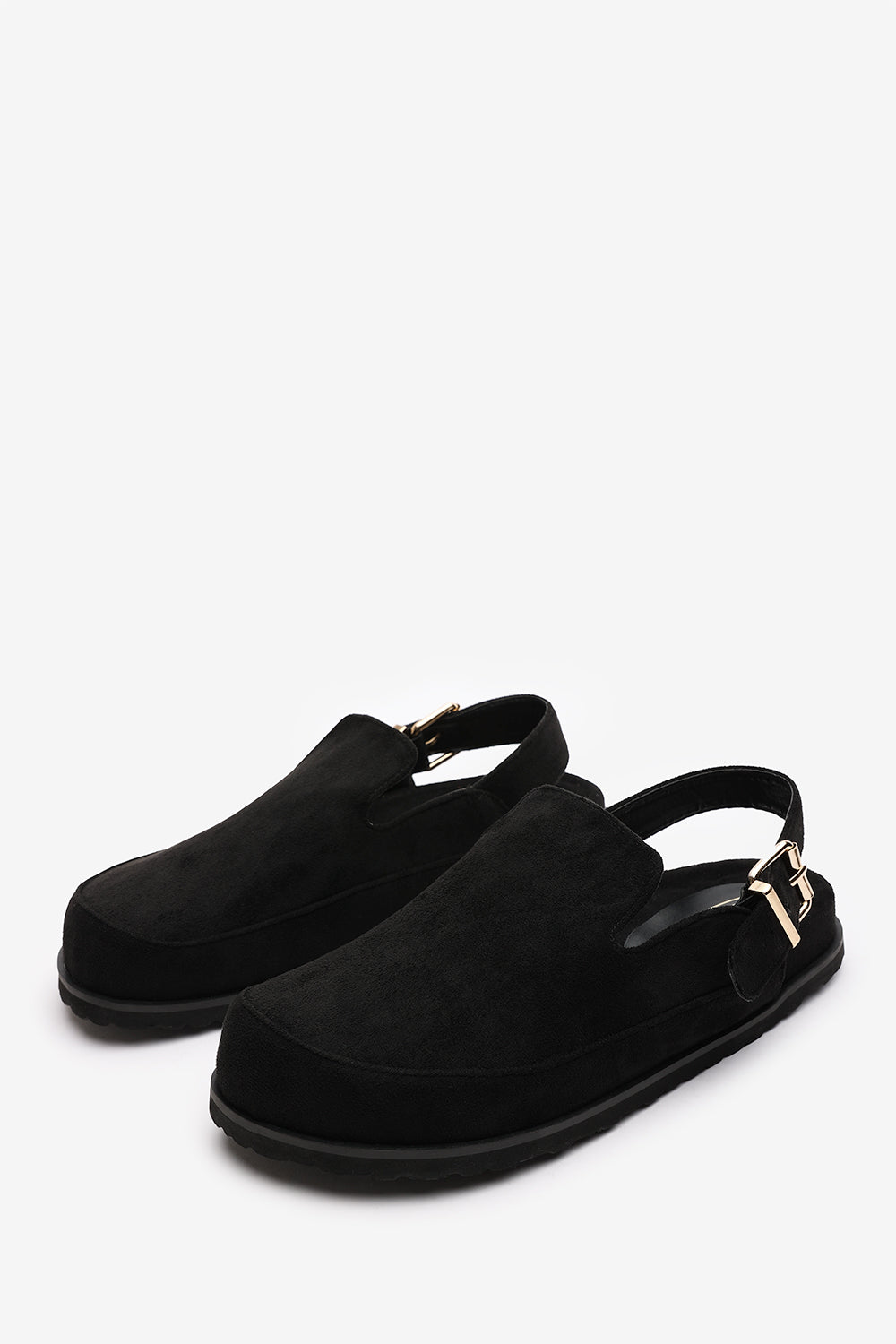 Maia Clog Inspired Slider Sandals With Adjustable Strap In Black