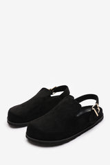 Maia Clog Inspired Slider Sandals With Adjustable Strap In Black