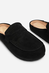 Honeybee Black Low Back Slip on Mule