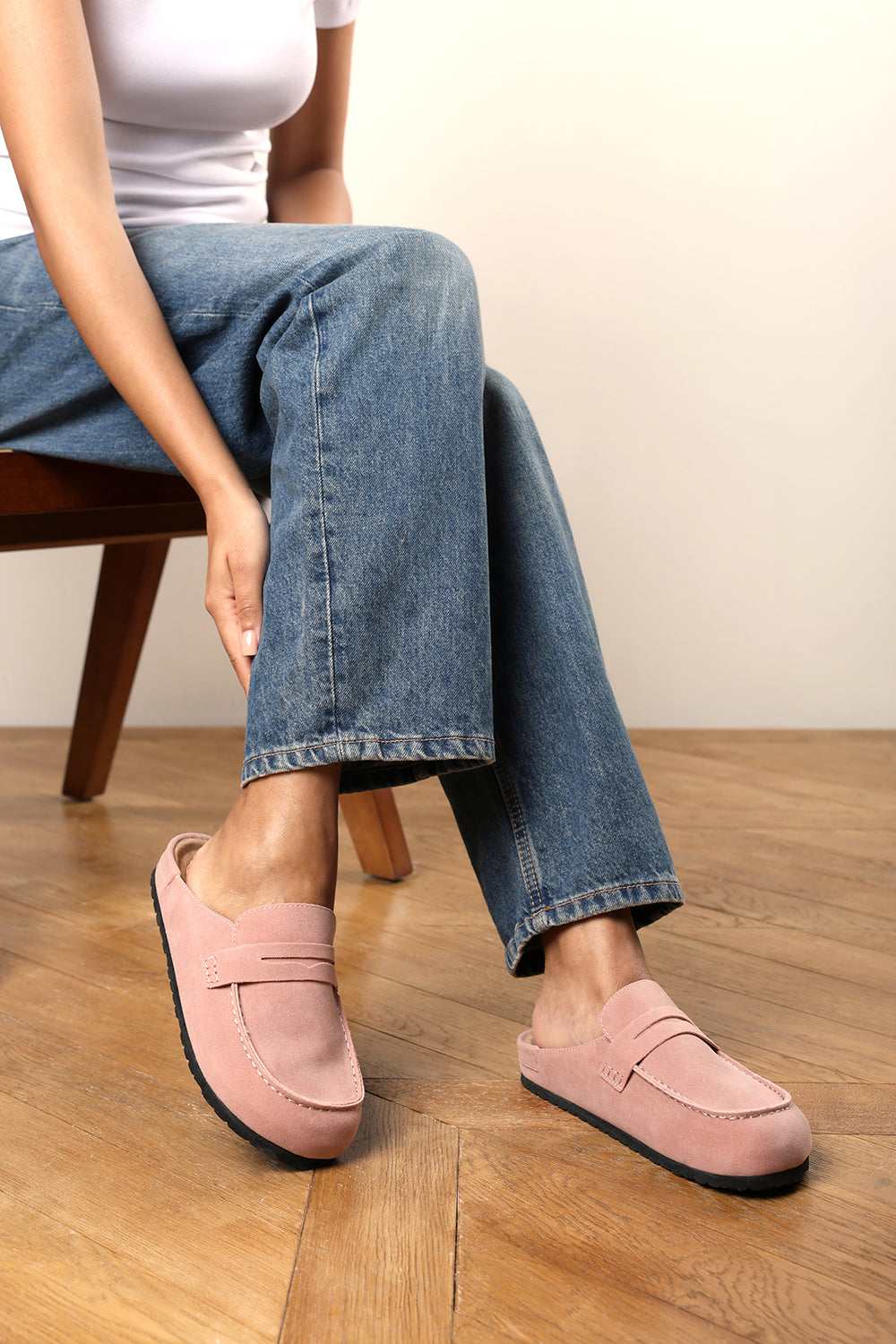 Honeybee Pink Low Back Slip on Mule