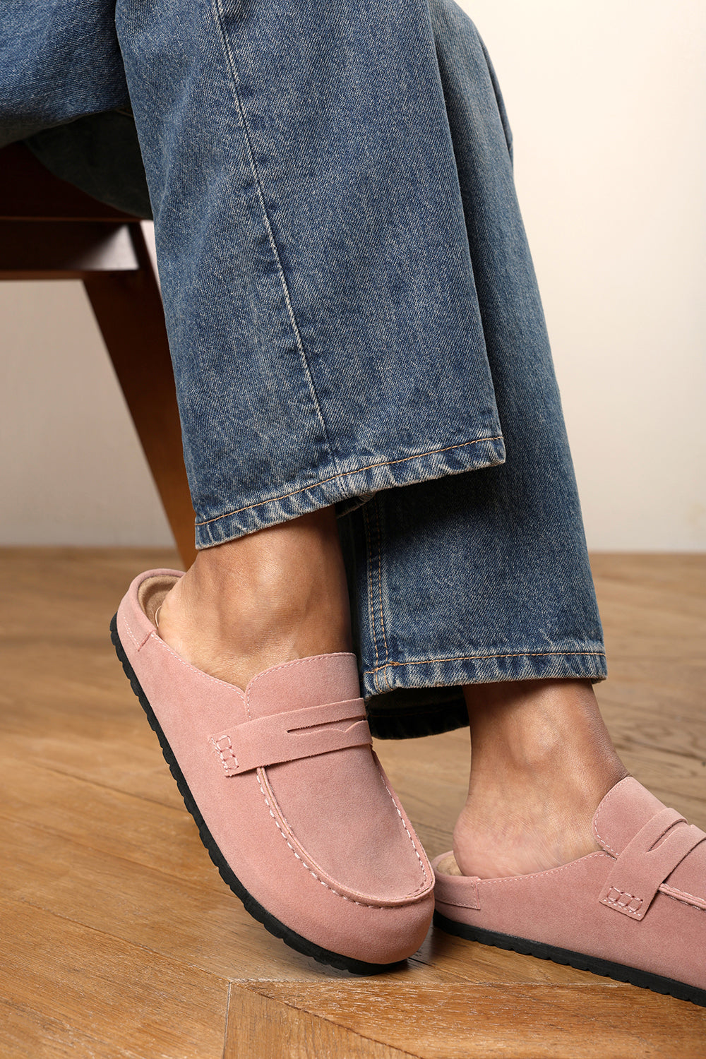 Honeybee Pink Low Back Slip on Mule