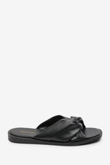 Brooklyne Twist Open Toe Black Slide On Sandals