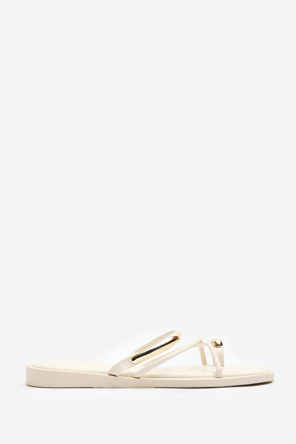 Zelina Strappy Metal Toe Loop Slide On Sandal