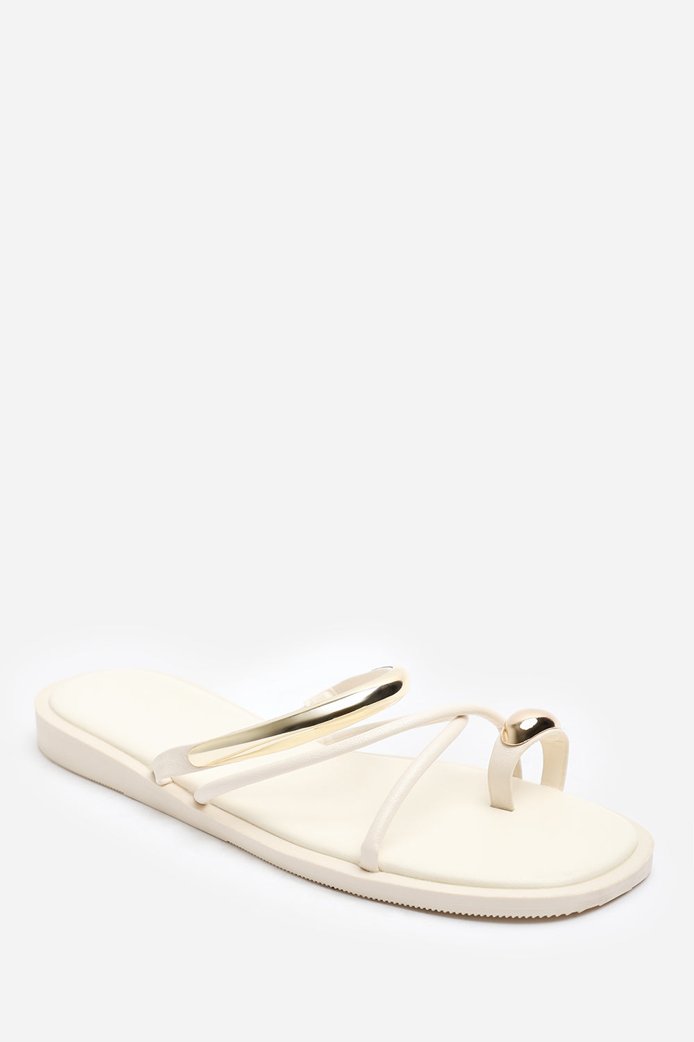 Zelina Strappy Metal Toe Loop Slide On Sandal