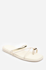 Zelina Strappy Metal Toe Loop Slide On Sandal