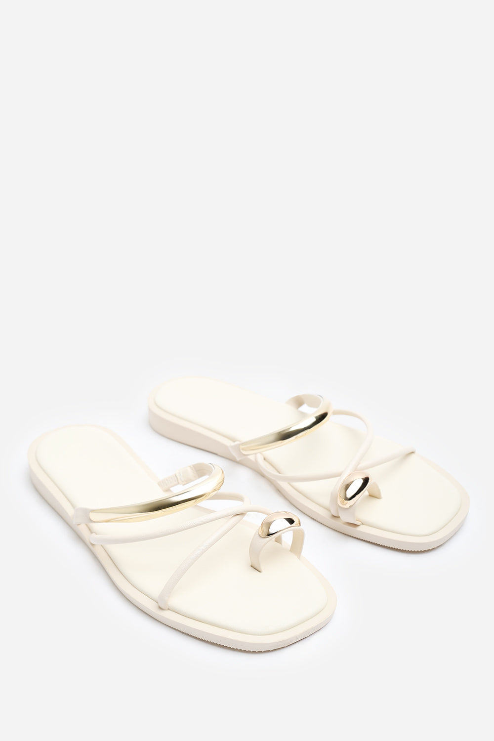 Zelina Strappy Metal Toe Loop Slide On Sandal