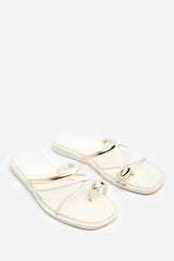 Zelina Strappy Metal Toe Loop Slide On Sandal