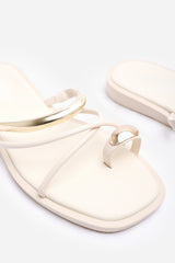 Zelina Strappy Metal Toe Loop Slide On Sandal