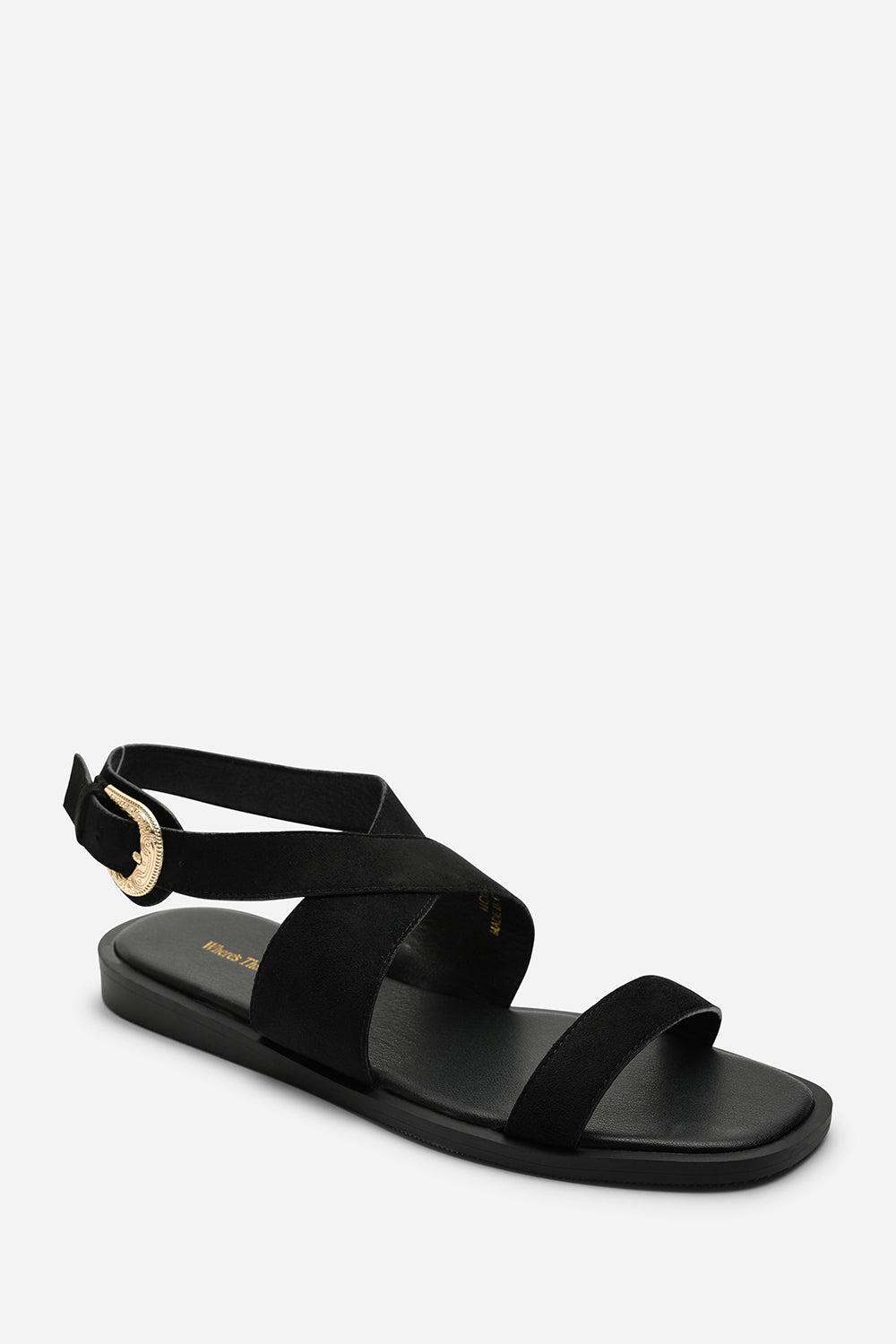 Canopy Cross Over Strap Black Suede Sandal